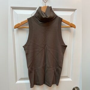 Zara Sleeveless Brown Turtleneck Top